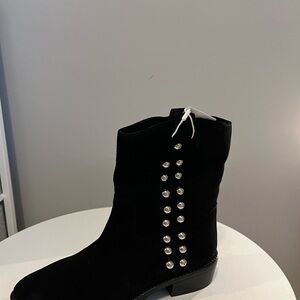 Black Suede Ankle cowboy style Boots